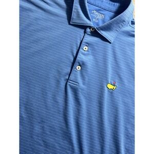 Masters Tech Shirt Augusta National Green Striped Performance Golf Polo Mens L